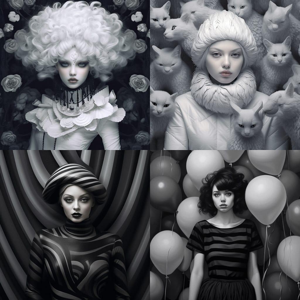 Monochrome colors style, Midjourney V5.1, render 1 of 4