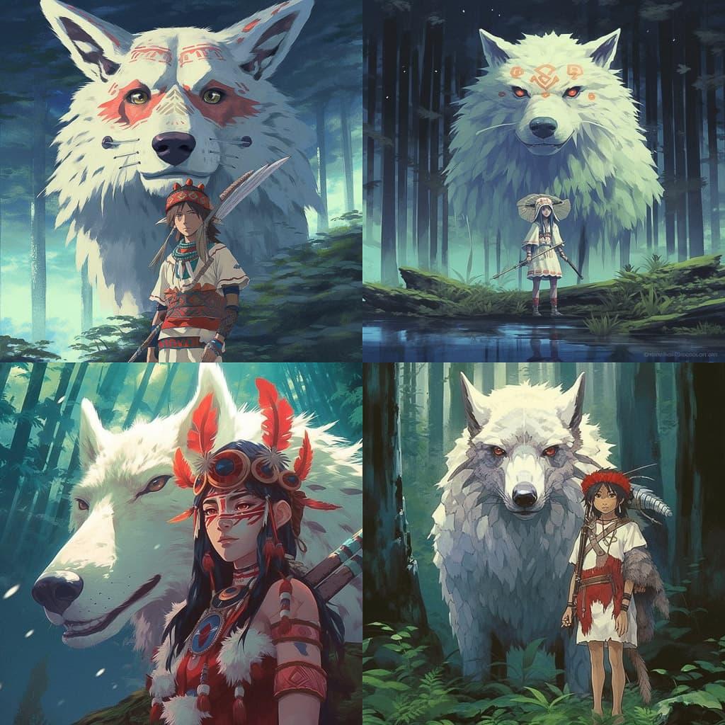 Mononoke style, Midjourney V5.1, render 1 of 4