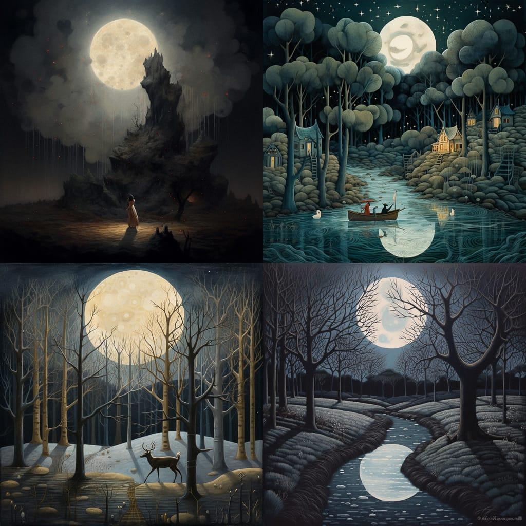 Moonlit style, Midjourney V5.1, render 1 of 4