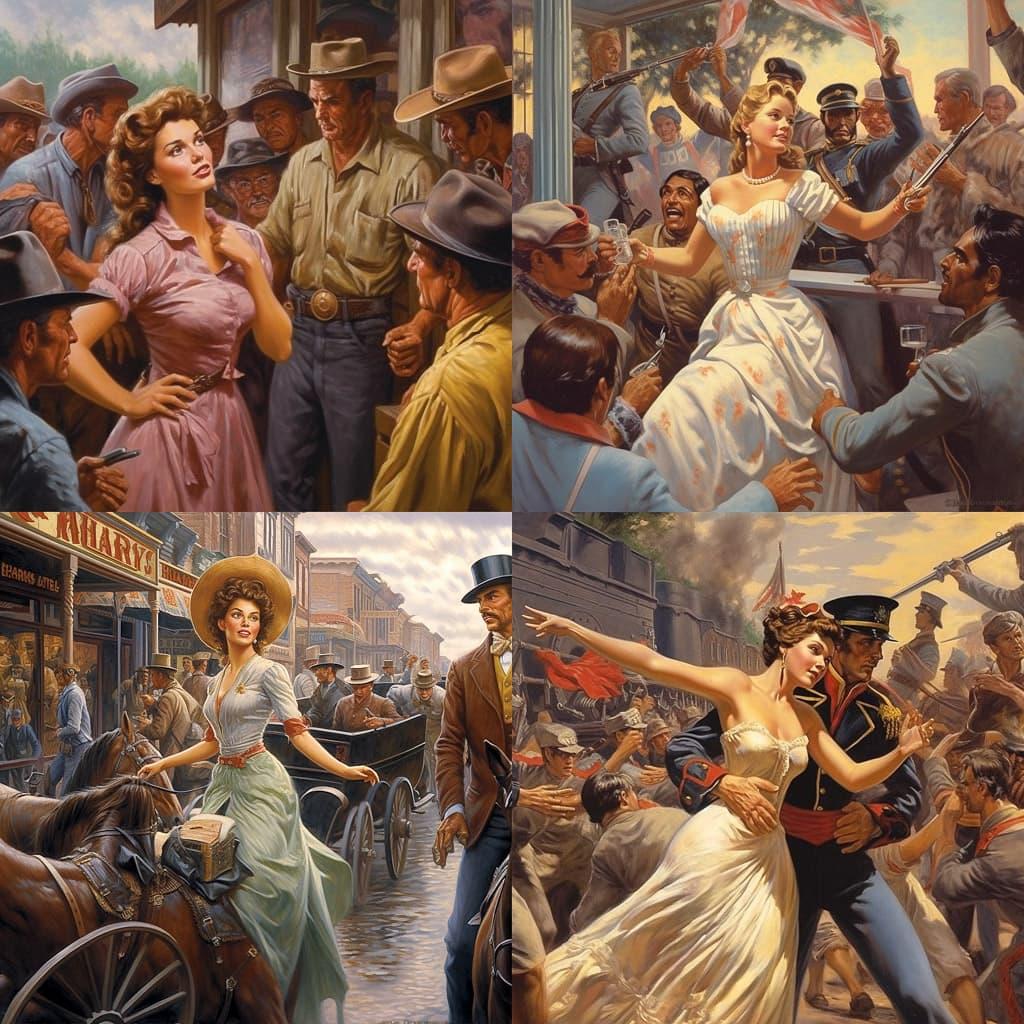 Mort Kunstler style, Midjourney V5.1, render 1 of 4