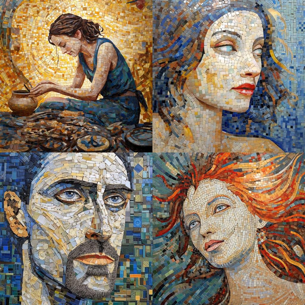 Mosaic style, Midjourney V5.1, render 1 of 4