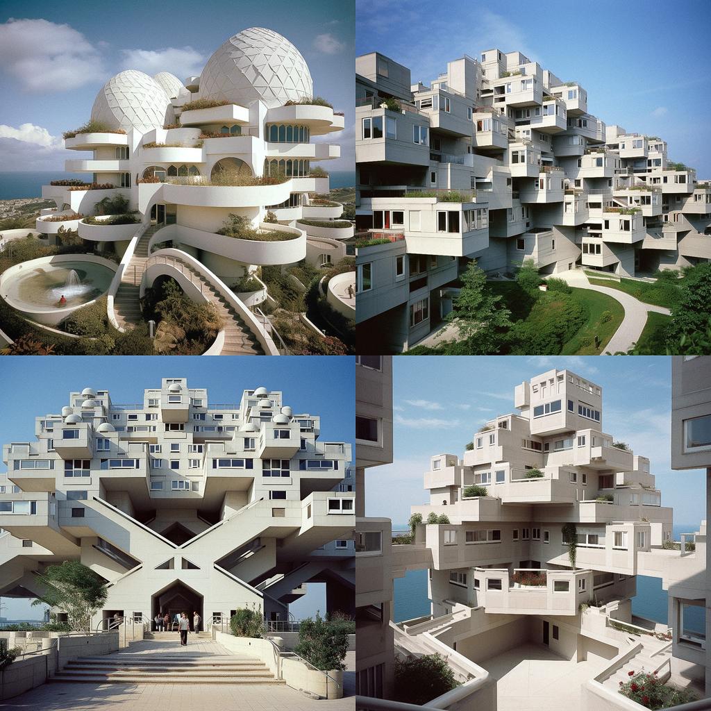 Moshe Safdie style, Midjourney V5.1, render 1 of 4