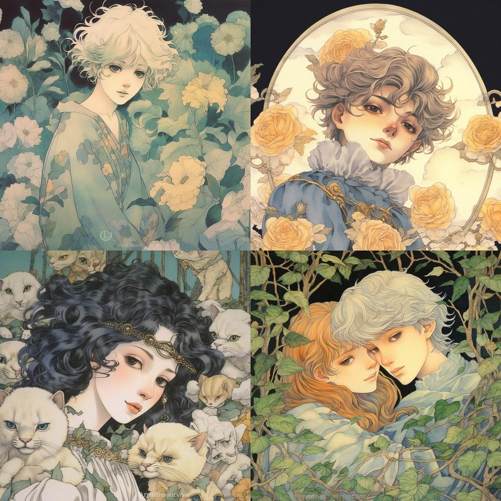 Moto Hagio style, Midjourney V5.1, render 1 of 4