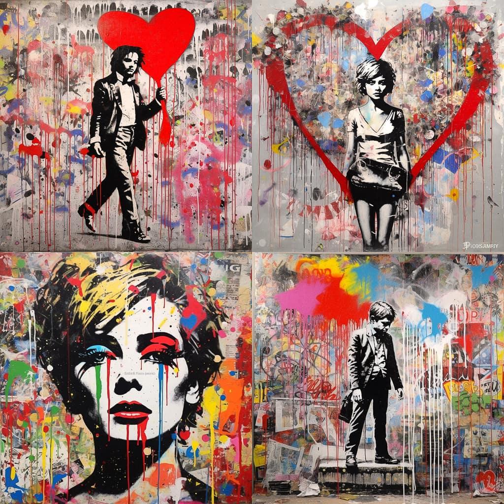 Mr. Brainwash style, Midjourney V5.1, render 1 of 4
