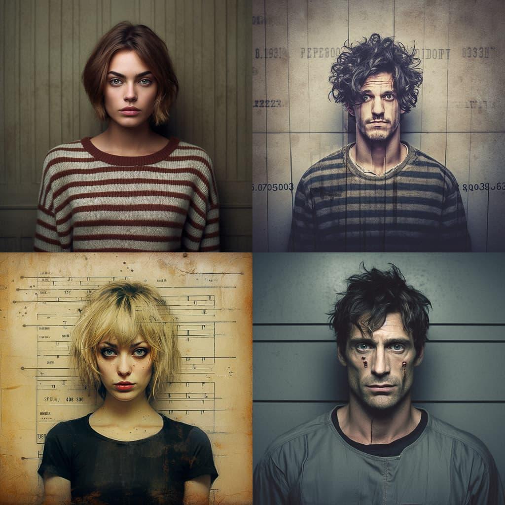 Mugshot style, Midjourney V5.1, render 1 of 4