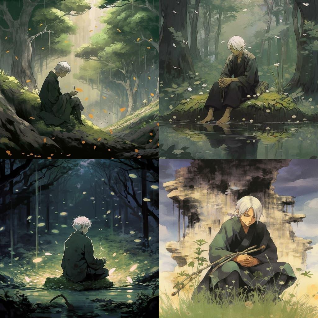 Mushishi style, Midjourney V5.1, render 1 of 4