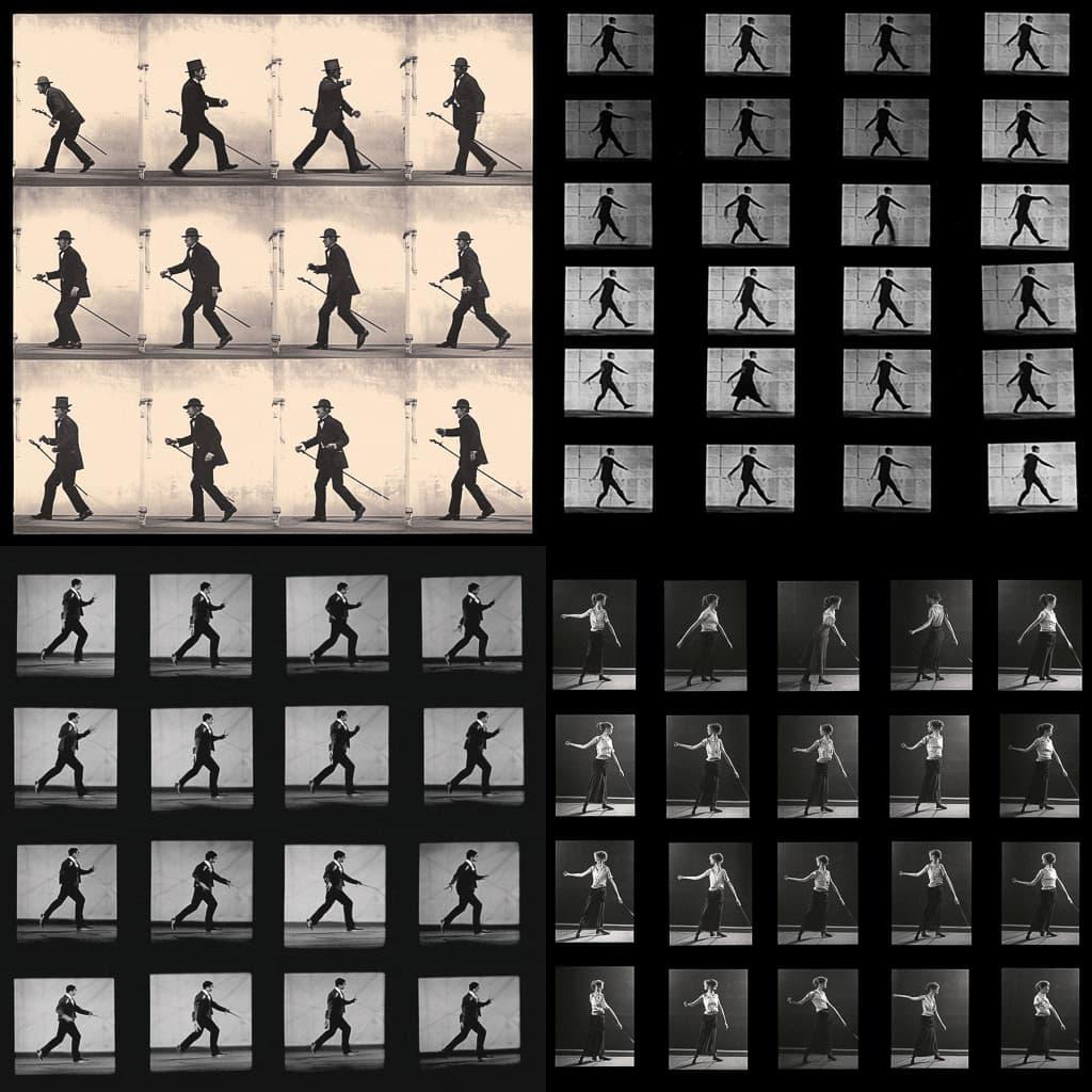 Muybridge sequence style, Midjourney V5.1, render 1 of 4