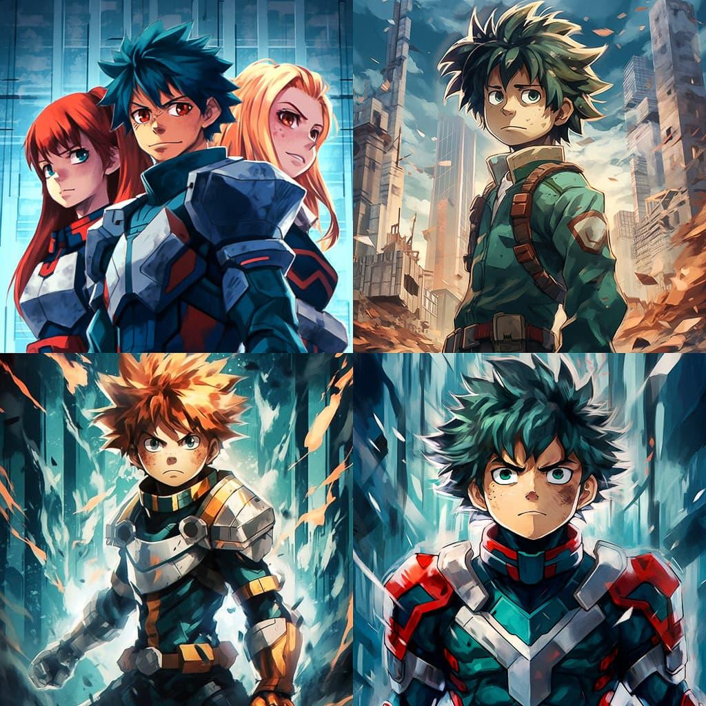 My Hero Academia style, Midjourney V5.1, render 1 of 4