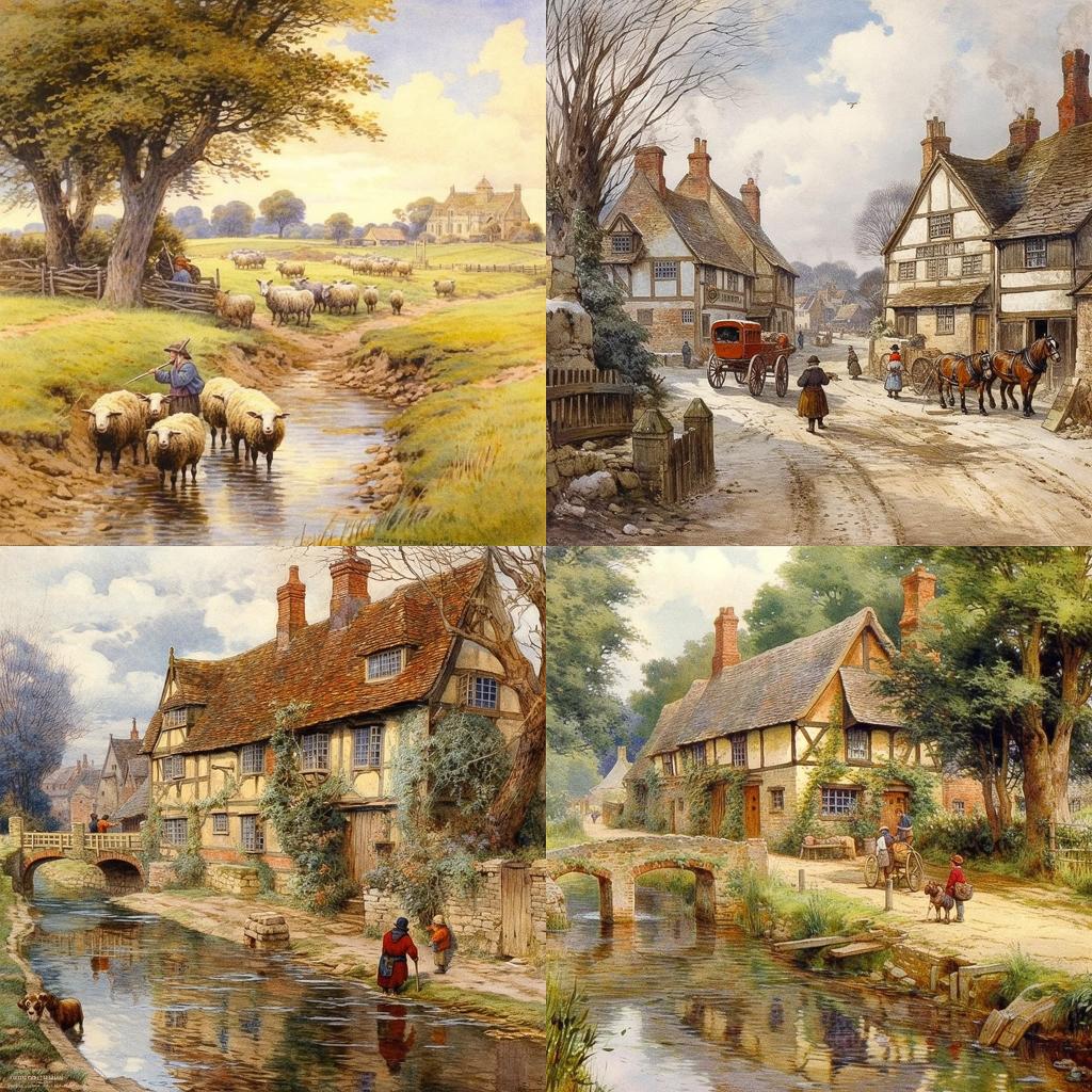 Myles Birket Foster style, Midjourney V5.1, render 1 of 4