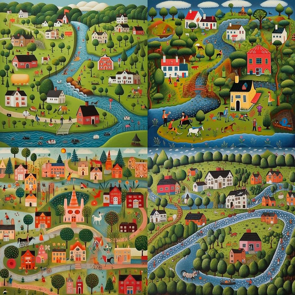 Naive art style, Midjourney V5.1, render 1 of 4
