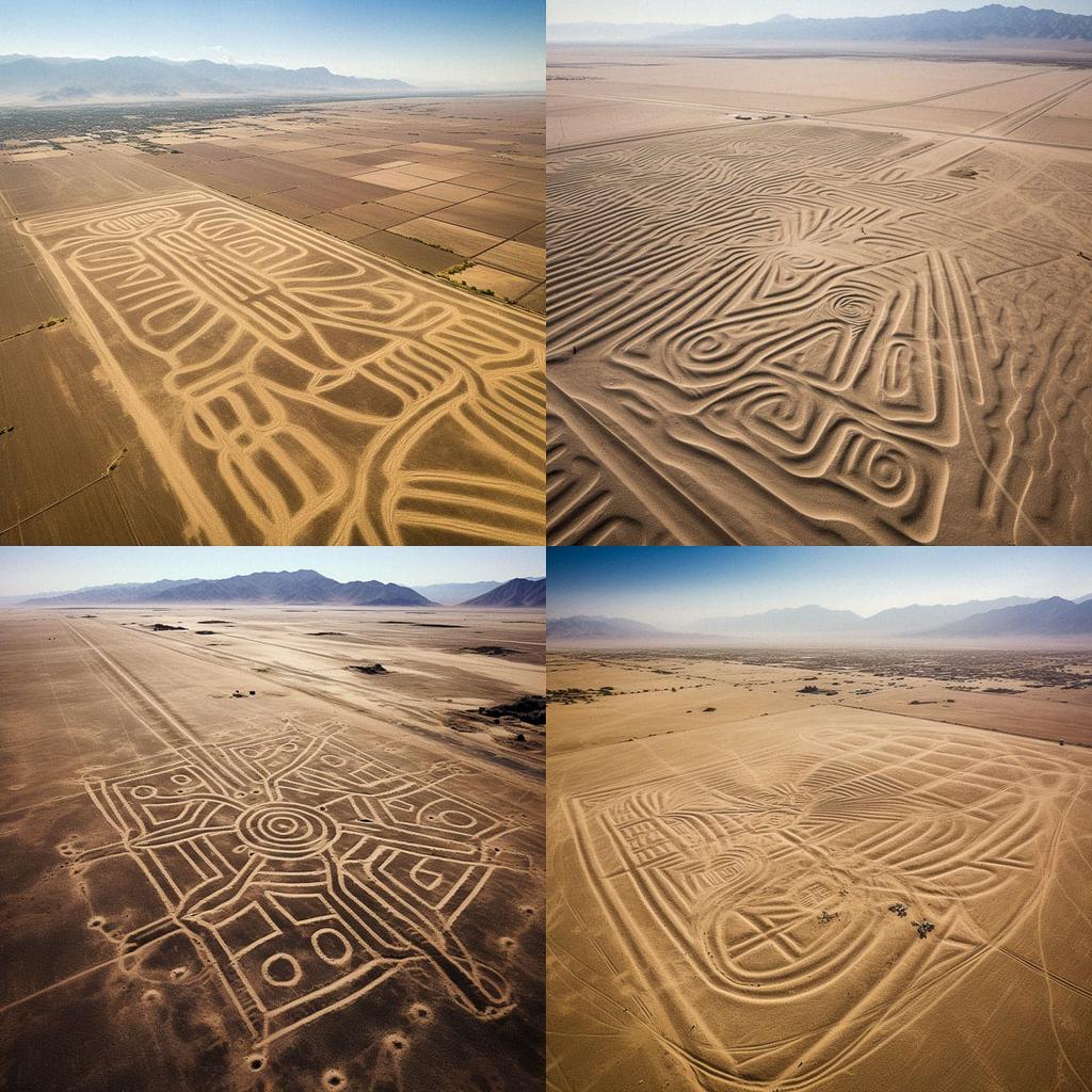 Nazca lines style, Midjourney V5.1, render 1 of 4