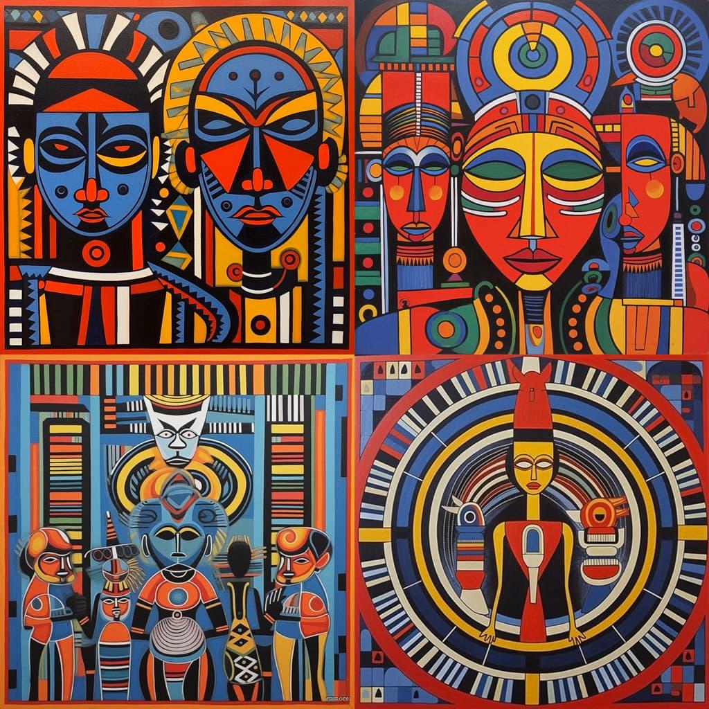 Ndebele art style, Midjourney V5.1, render 1 of 4
