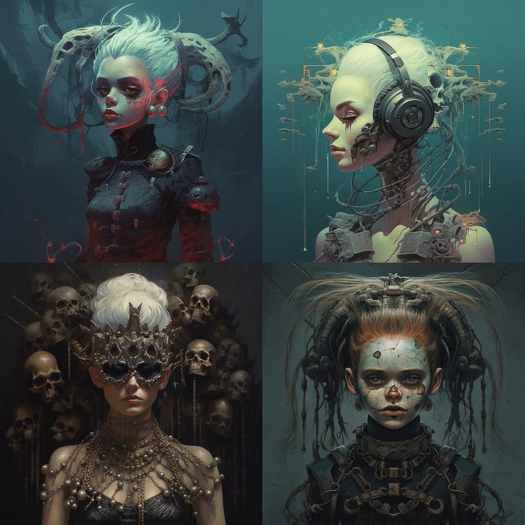 Necropunk style, Midjourney V5.1, render 1 of 4