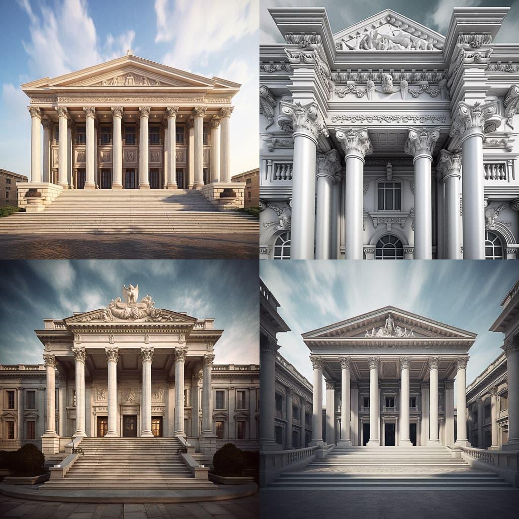 Neoclassical architecture style, Midjourney V5.1, render 1 of 4