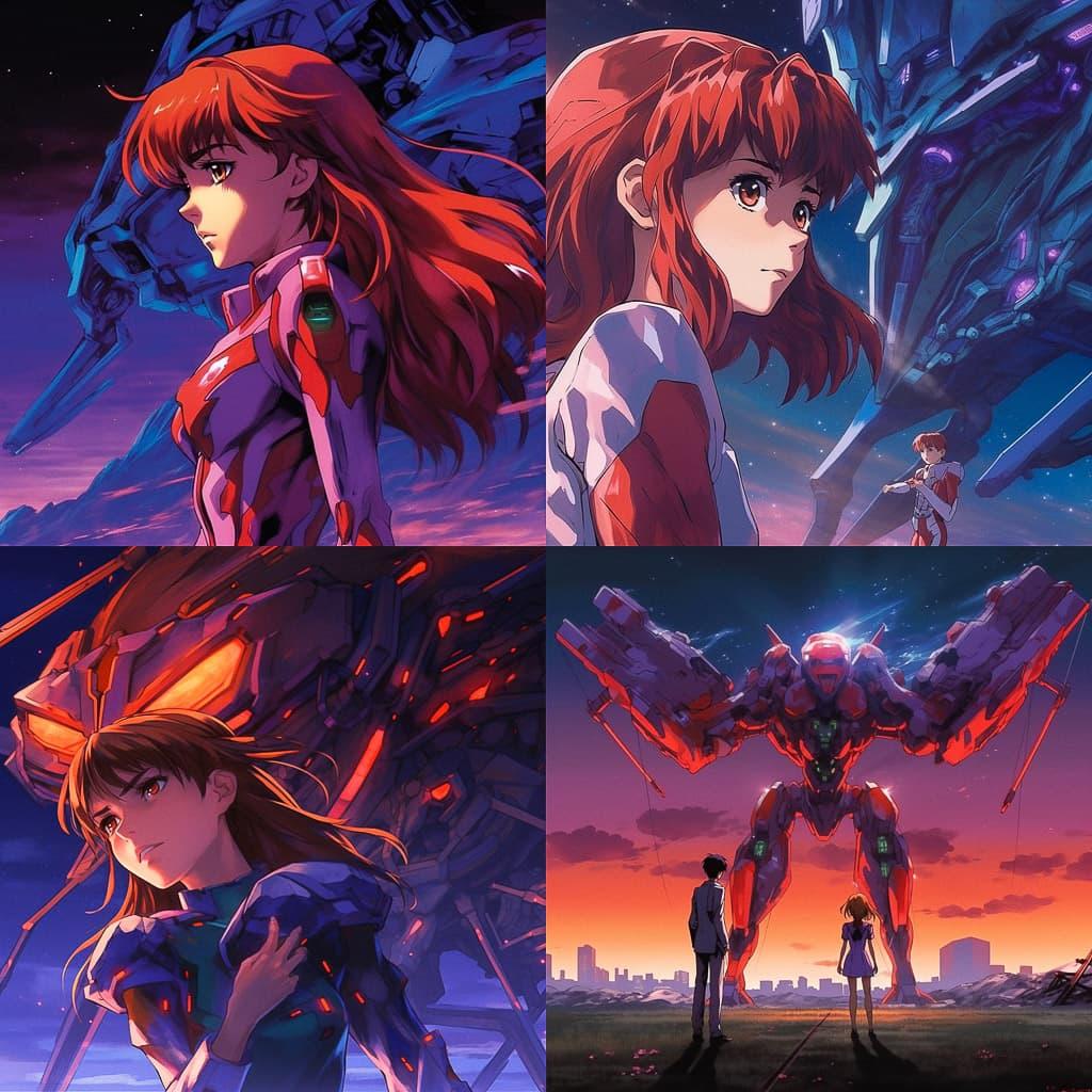Neon Genesis Evangelion style, Midjourney V5.1, render 1 of 4