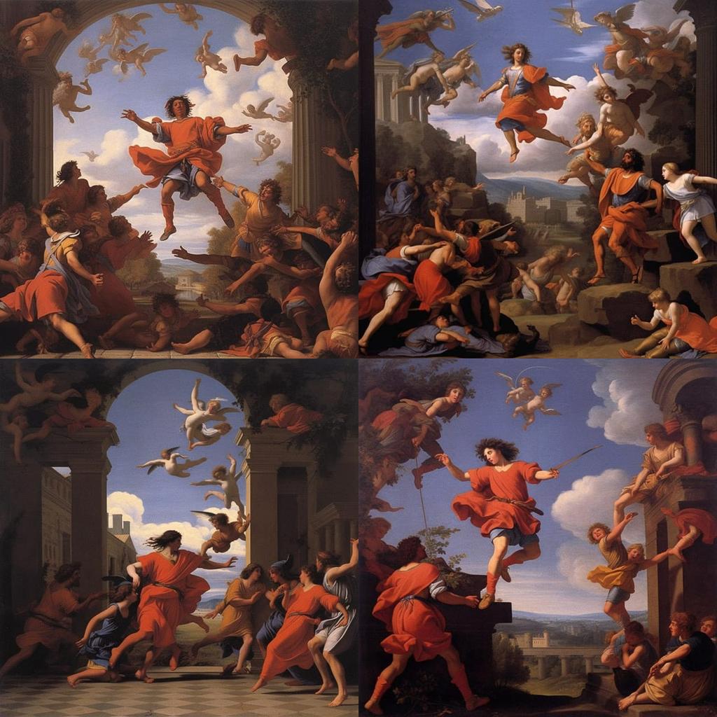 Nicolas Poussin style, Midjourney V5.1, render 1 of 4