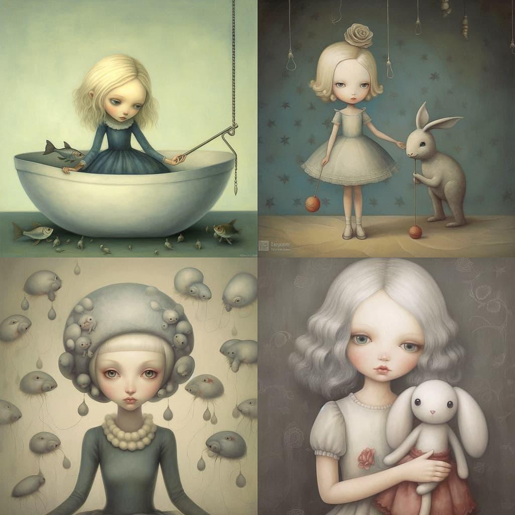 Nicoletta Ceccoli style, Midjourney V5.1, render 1 of 4