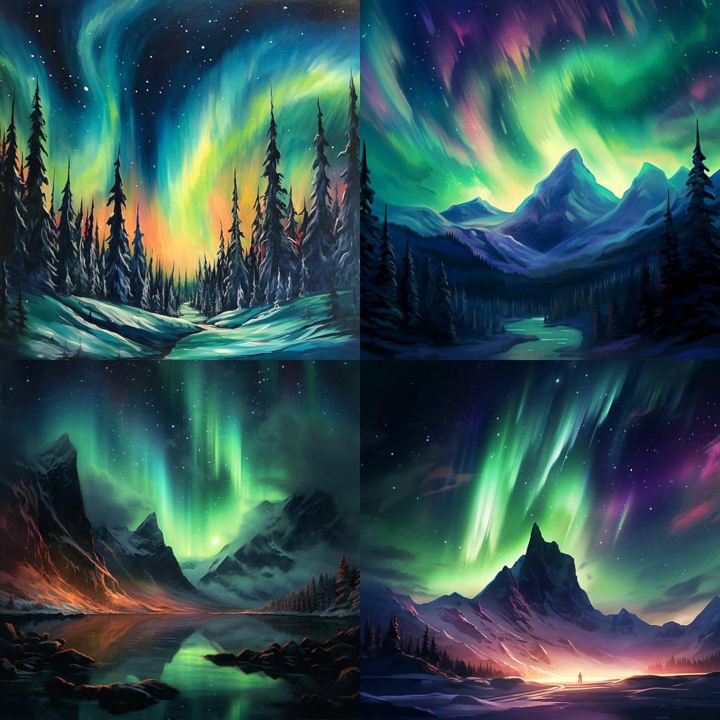Northern lights style, Midjourney V5.1, render 1 of 4