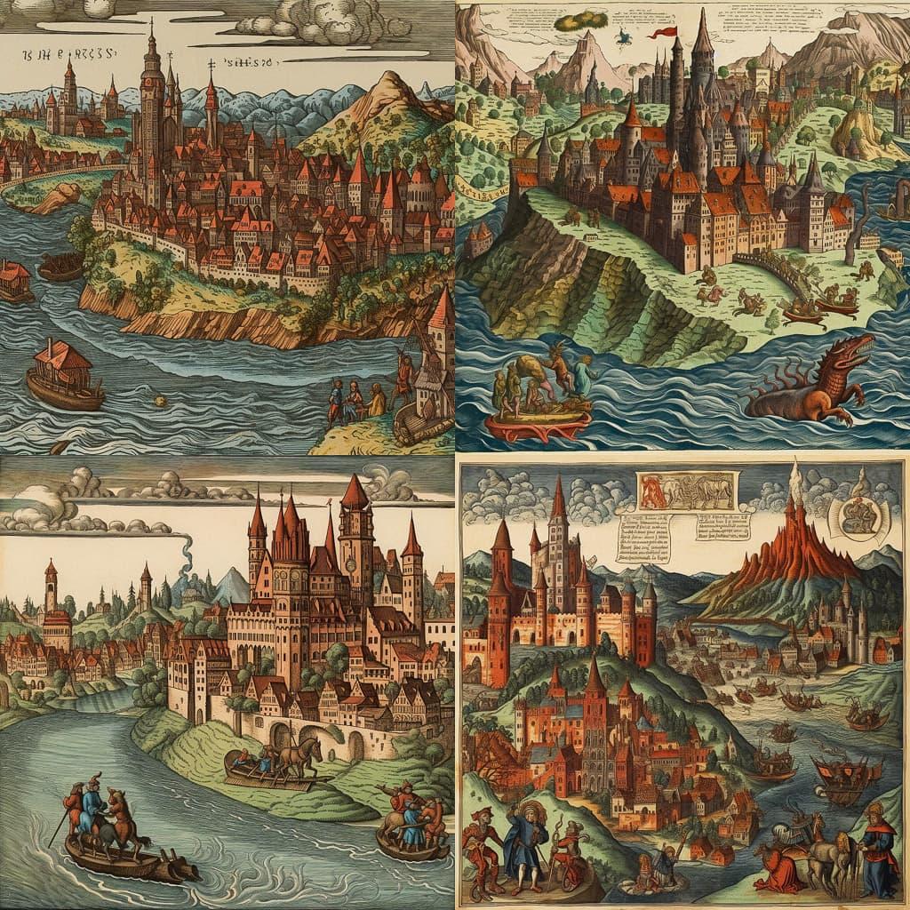 Nuremberg Chronicle style, Midjourney V5.1, render 1 of 4