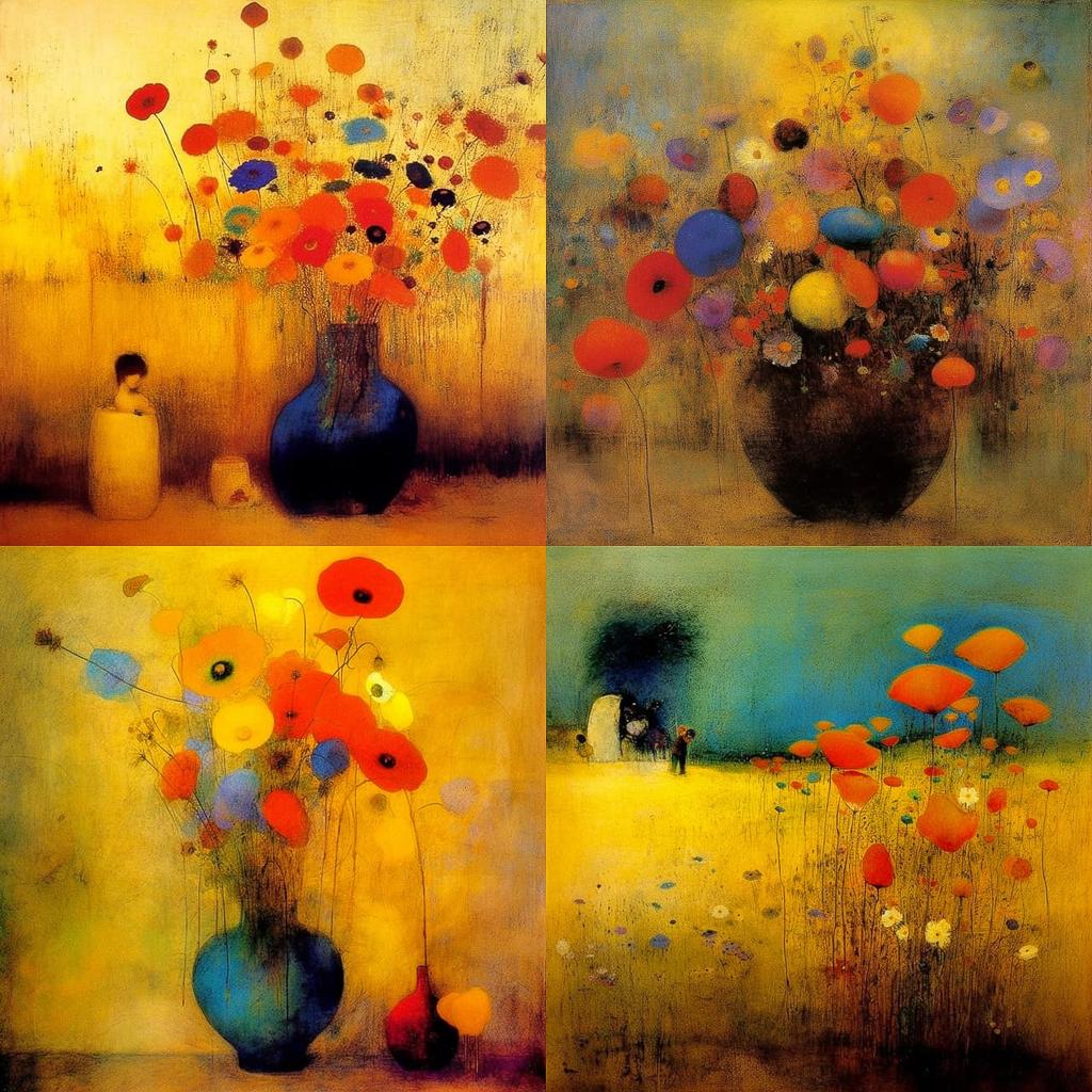 Odilon Redon style, Midjourney V5.1, render 1 of 4