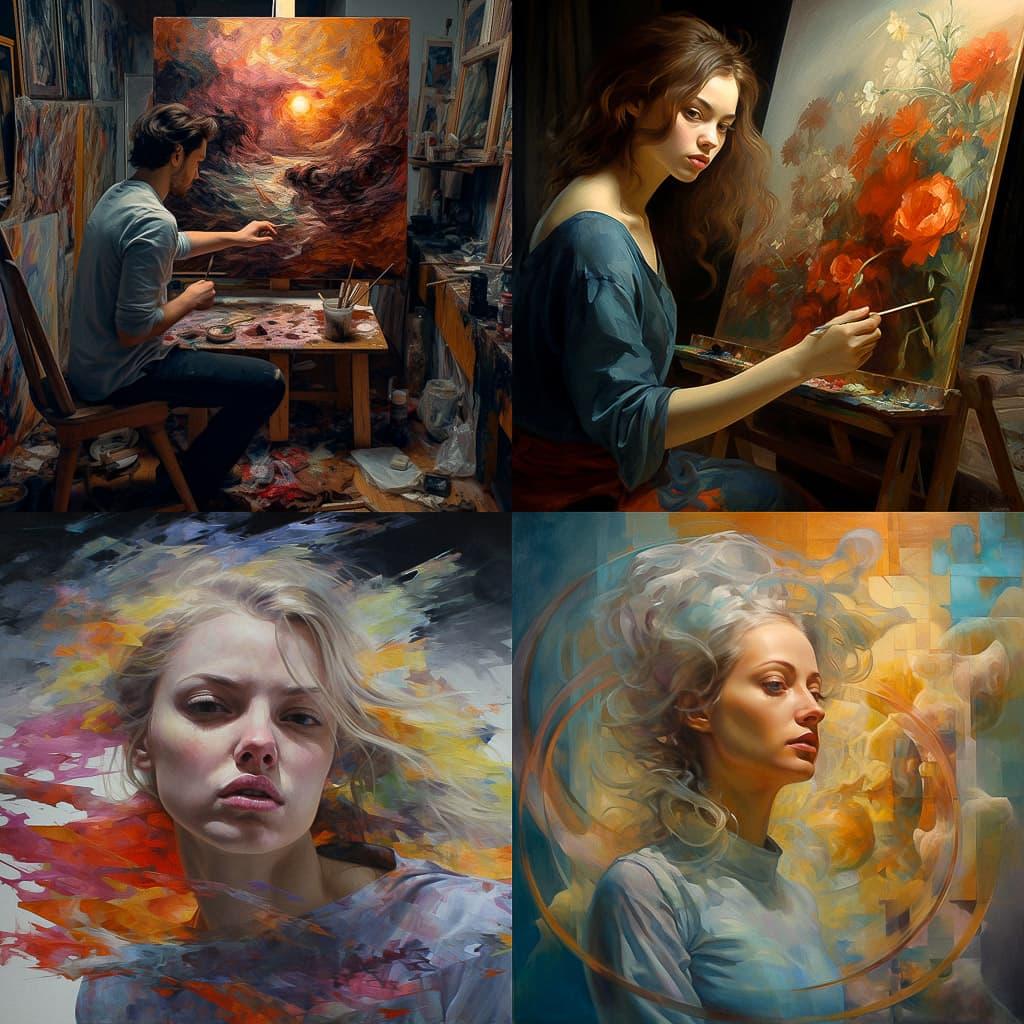 Oil paint style, Midjourney V5.1, render 1 of 4