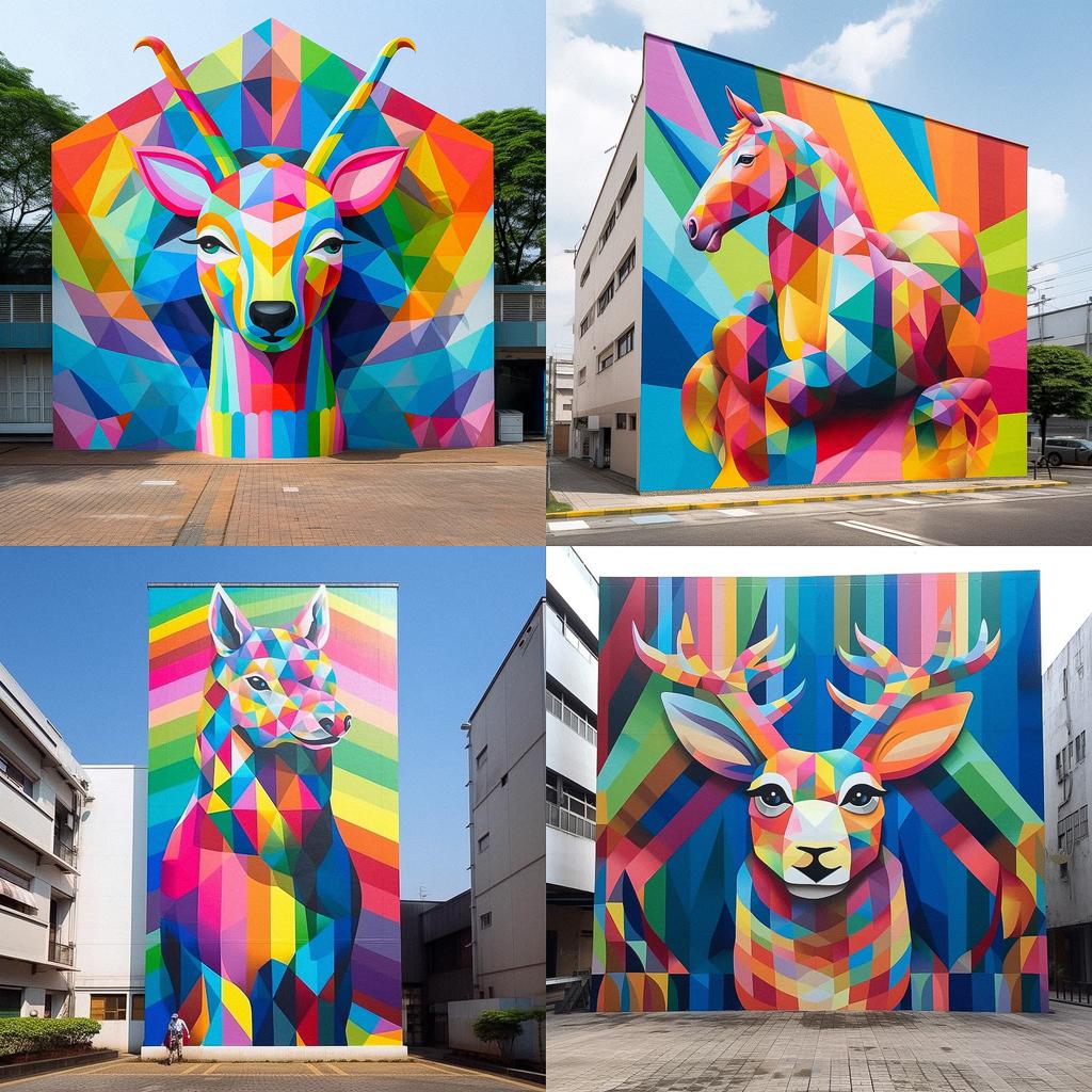Okuda San Miguel style, Midjourney V5.1, render 1 of 4