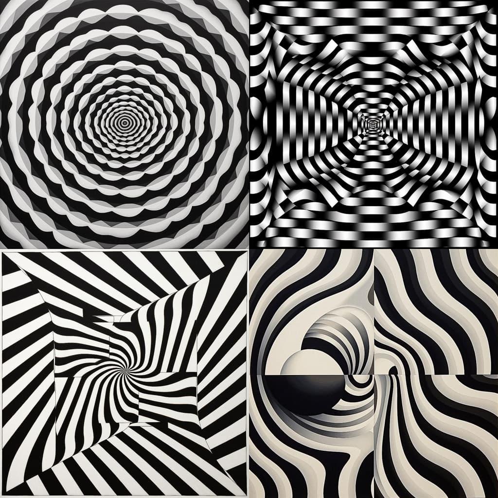 Op art style, Midjourney V5.1, render 1 of 4