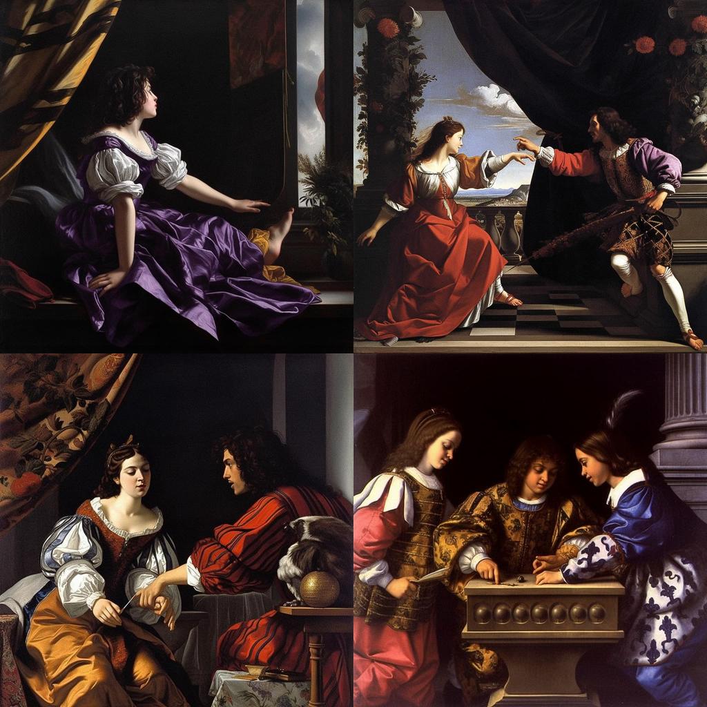 Orazio Gentileschi style, Midjourney V5.1, render 1 of 4