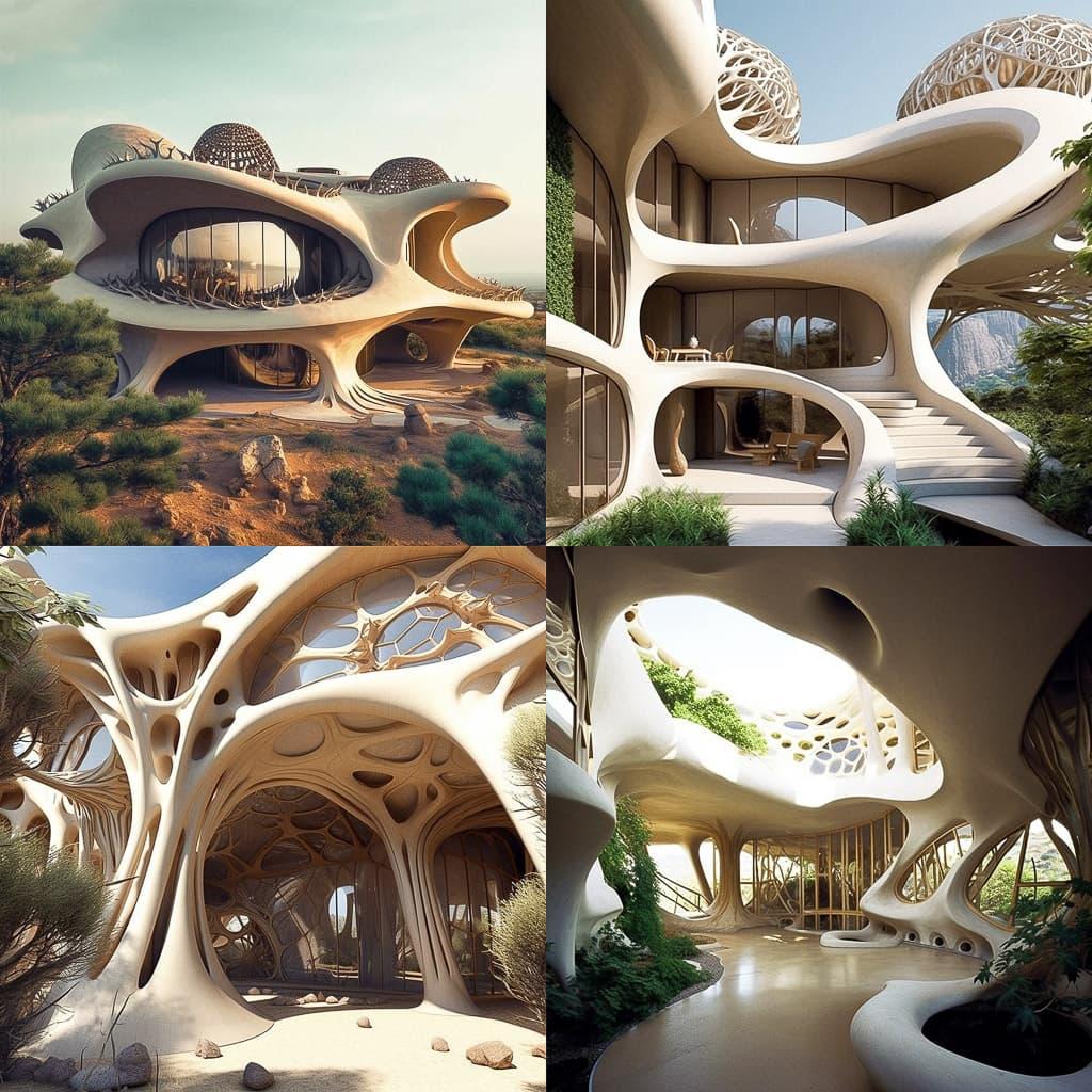 Organic architecture style, Midjourney V5.1, render 1 of 4