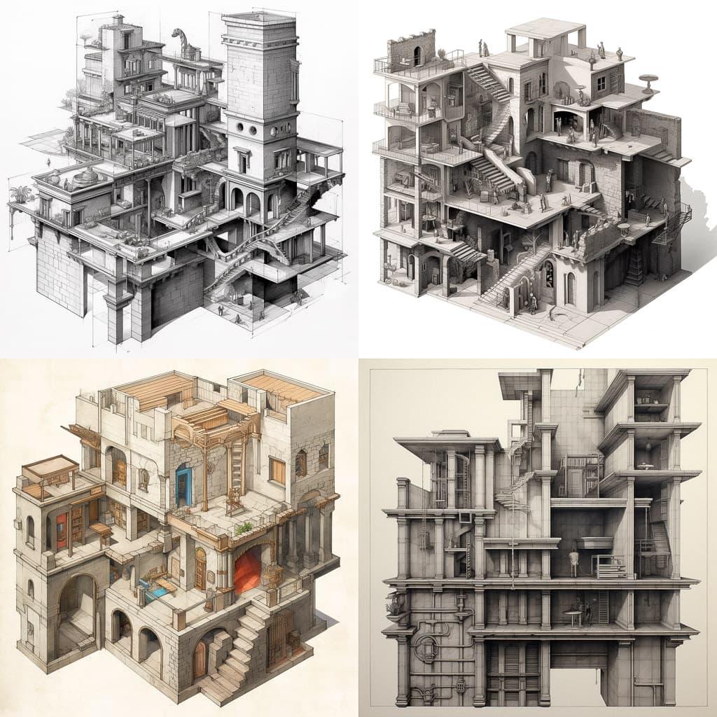 Orthographic view style, Midjourney V5.1, render 1 of 4