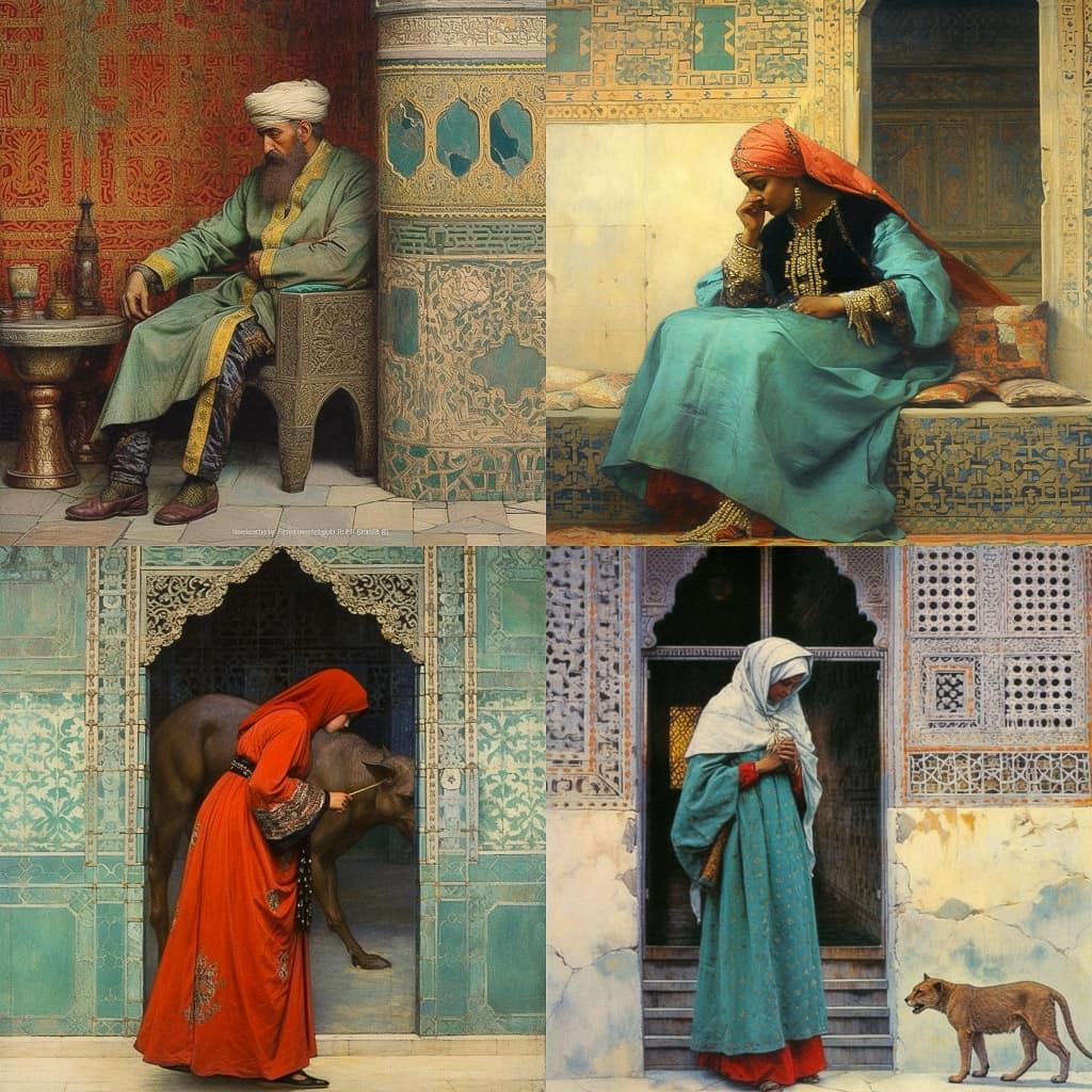 Osman Hamdi Bey style, Midjourney V5.1, render 1 of 4