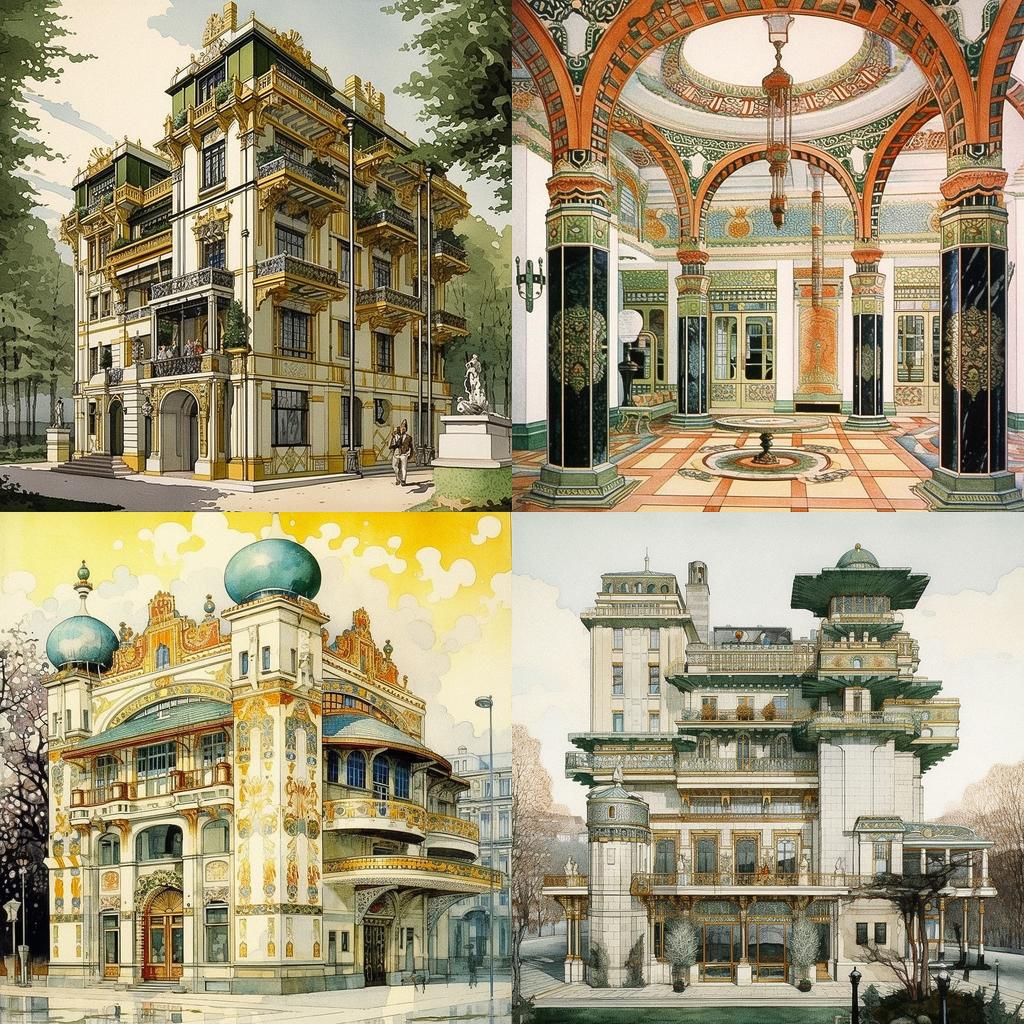 Otto Wagner style, Midjourney V5.1, render 1 of 4