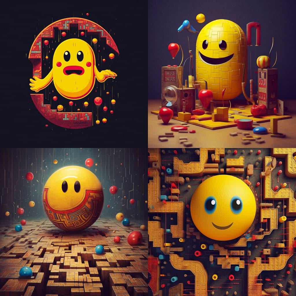 Pac-Man style, Midjourney V5.1, render 1 of 4