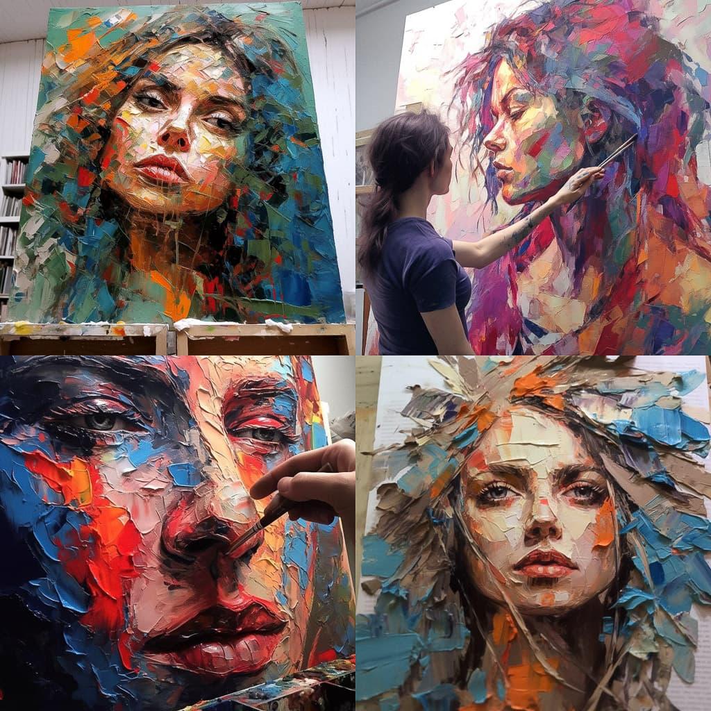 Palette knife drawing style, Midjourney V5.1, render 1 of 4