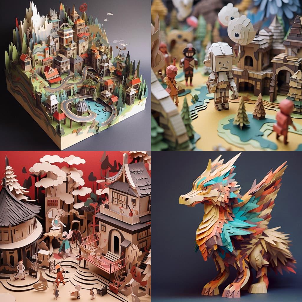 Papercraft style, Midjourney V5.1, render 1 of 4