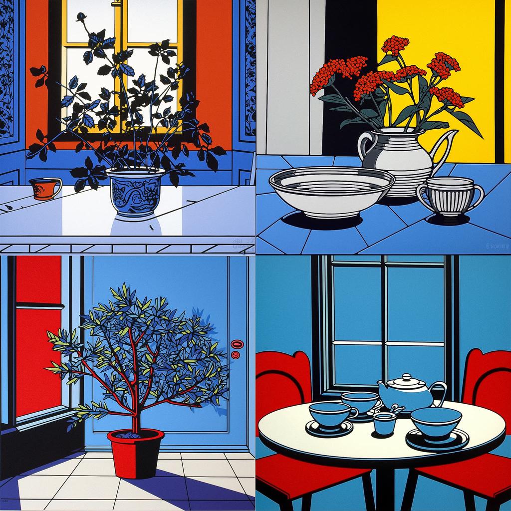 Patrick Caulfield style, Midjourney V5.1, render 1 of 4