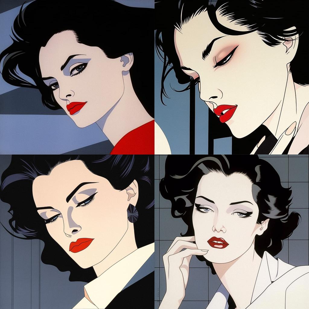 Patrick Nagel style, Midjourney V5.1, render 1 of 4