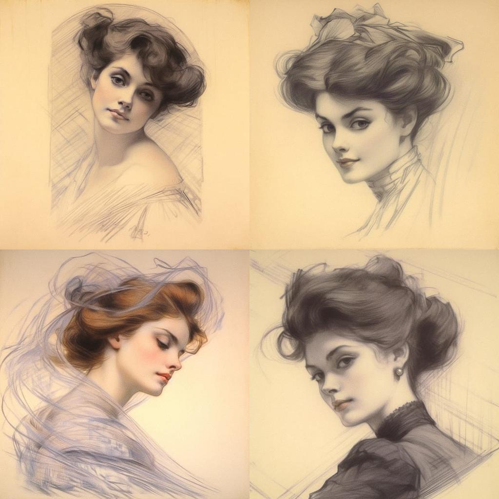 Paul-Cesar Helleu style, Midjourney V5.1, render 1 of 4