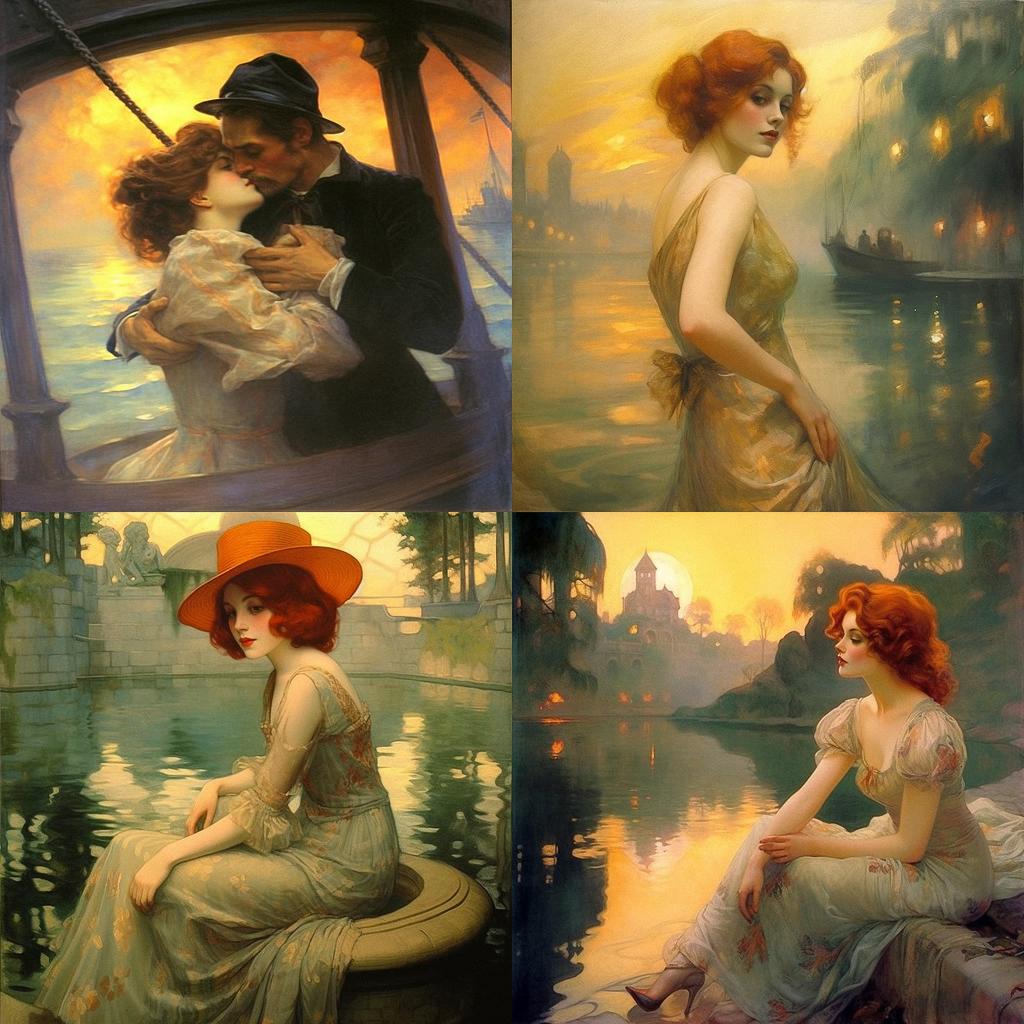 Paul Chabas style, Midjourney V5.1, render 1 of 4