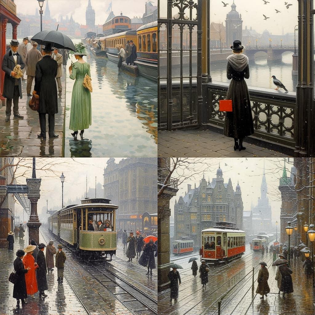 Paul Gustav Fischer style, Midjourney V5.1, render 1 of 4