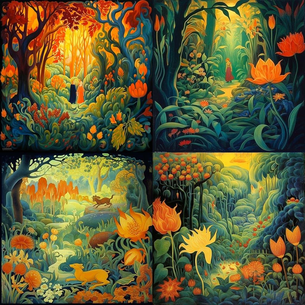 Paul Ranson style, Midjourney V5.1, render 1 of 4