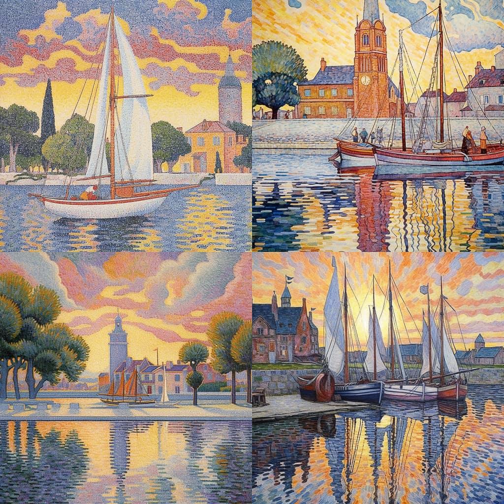Paul Signac style, Midjourney V5.1, render 1 of 4