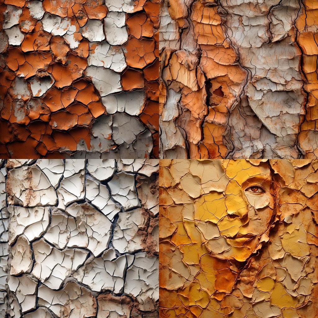 Peeling texture style, Midjourney V5.1, render 1 of 4