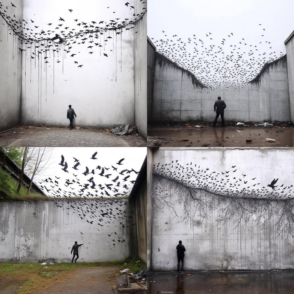 Pejac style, Midjourney V5.1, render 1 of 4