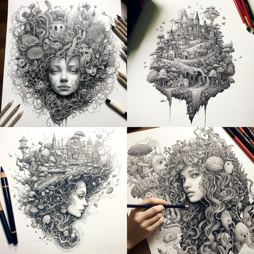 Pen drawing style, Midjourney V5.1, render 1 of 4