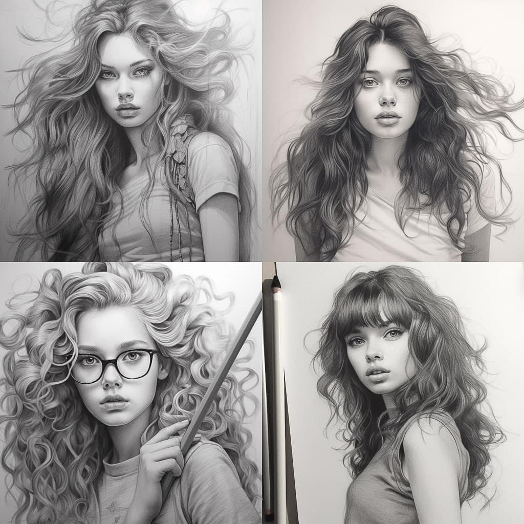 Pencil drawing style, Midjourney V5.1, render 1 of 4