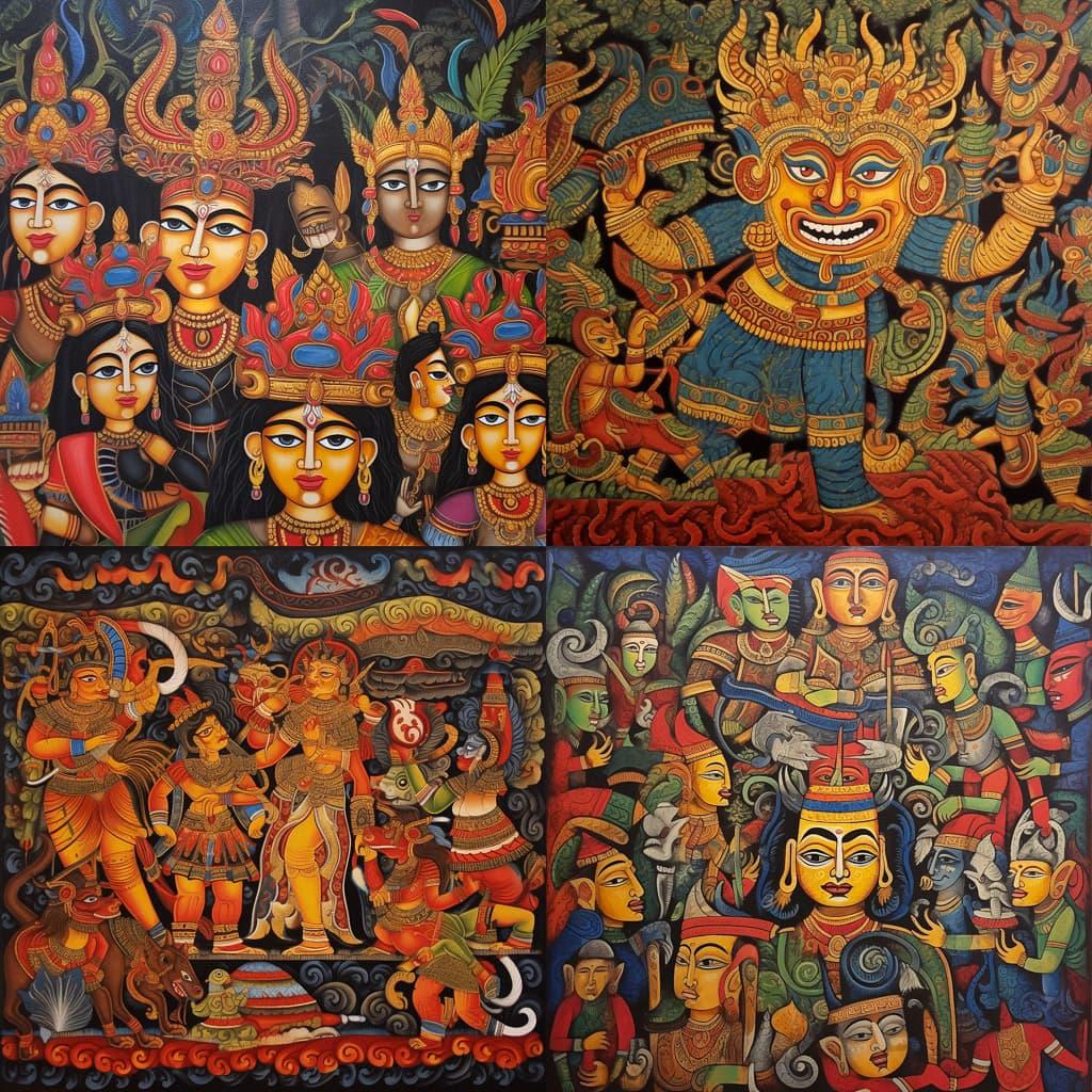 Phad painting style, Midjourney V5.1, render 1 of 4