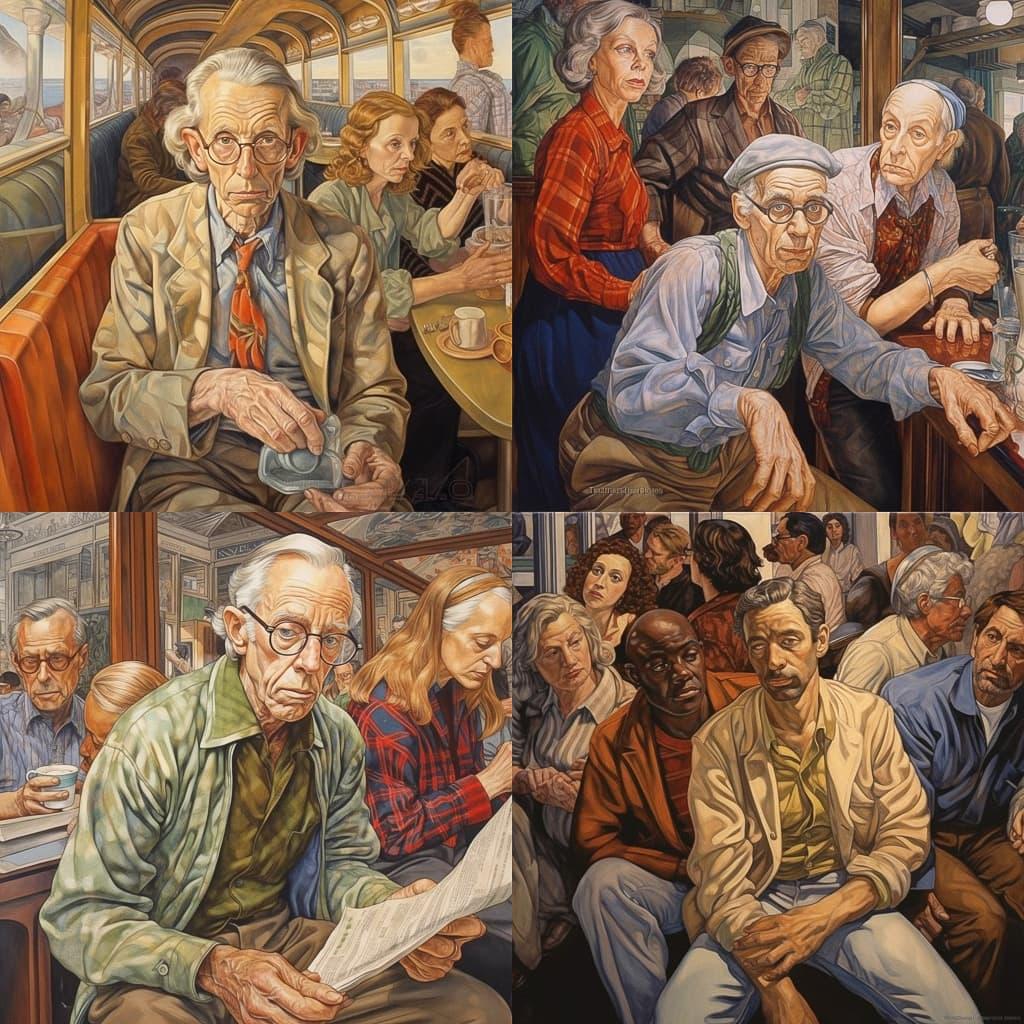 Philip Pearlstein style, Midjourney V5.1, render 1 of 4