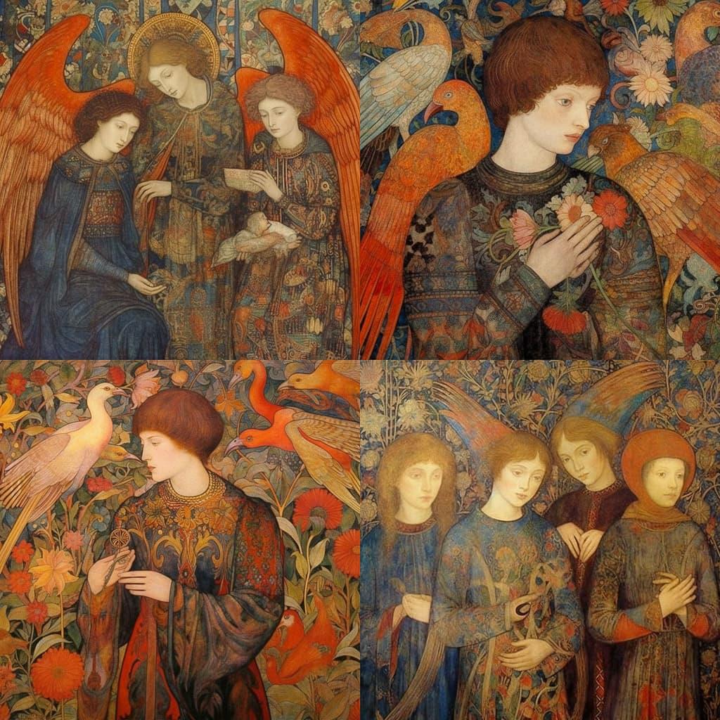 Phoebe Anna Traquair style, Midjourney V5.1, render 1 of 4