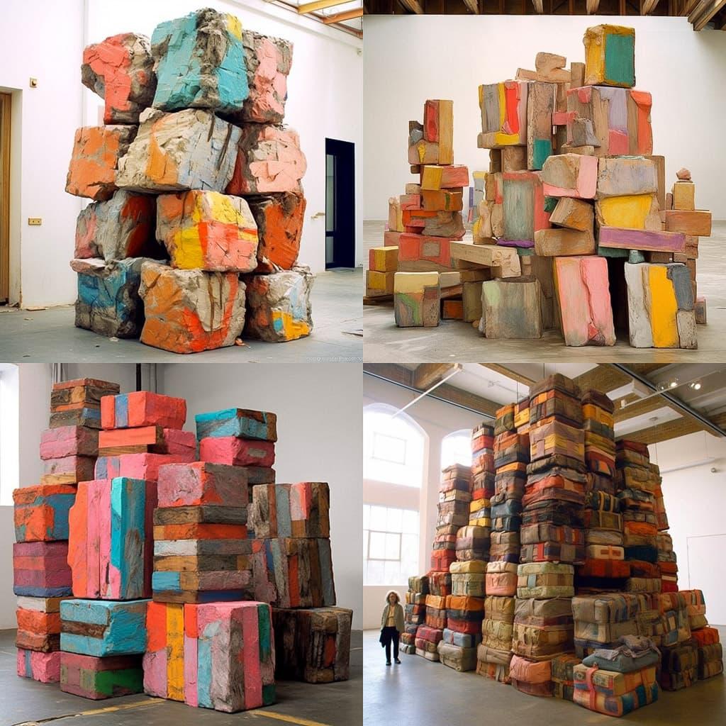 Phyllida Barlow style, Midjourney V5.1, render 1 of 4